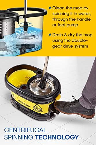 CycloMop Commercial Spinning Spin Mop With Dolly Wheels Heavy Duty