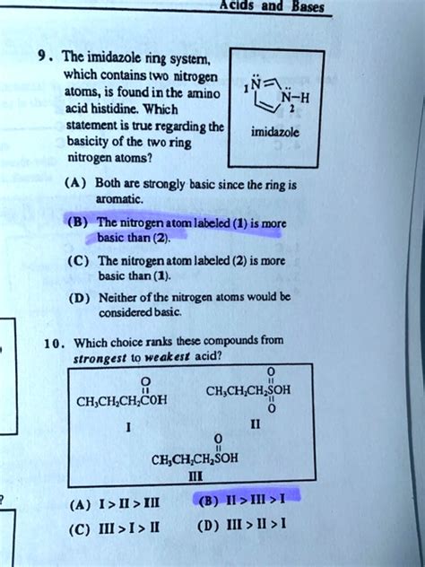 Acids And Bases The Imidazole Ring System Which Contains Two Nitrogen