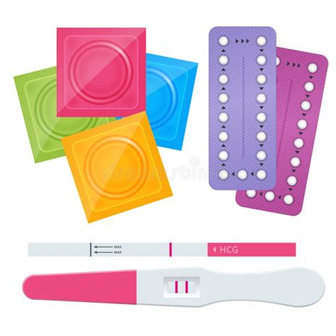 Contraceptive Methods Line Icons Birth Control Equipment Condoms Oral Contraceptives Iud