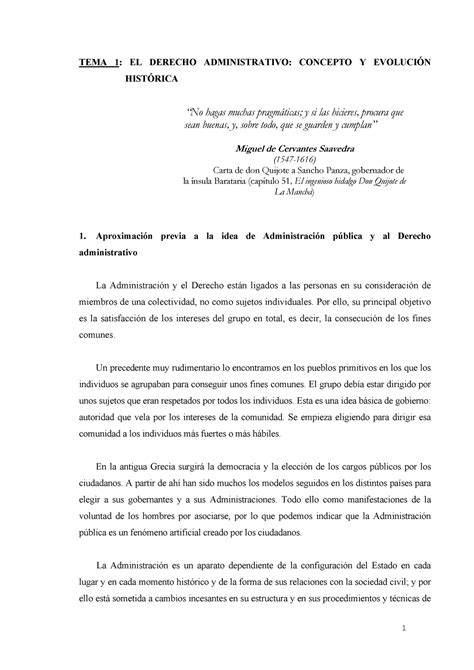 Tema 1 Apuntes 1 Tema 1 El Derecho Administrativo Concepto Y