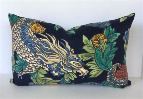 Ming Dragon Pillow Cover In Dwell Studio Admiral Fabric Etsy