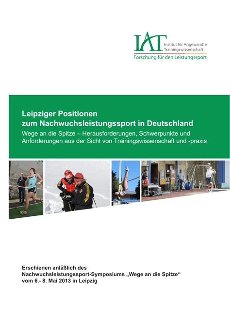 PDF Leipziger Positionen Zum Nachwuchsleistungssport In Deutschland