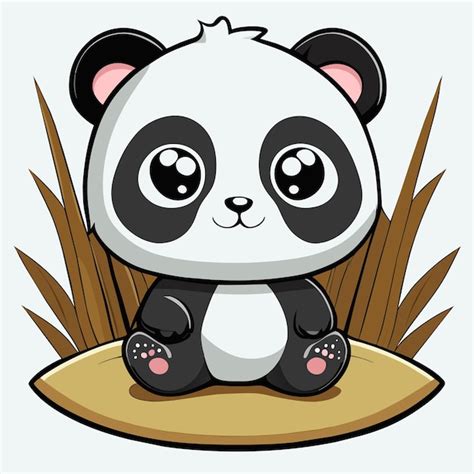 Premium Vector Cute Baby Panda Sitting In The Grass Hand Drawn