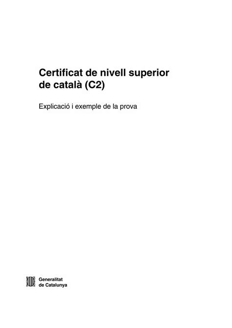 Pdf Certificat De Nivell Superior De Catal C Explicaci I