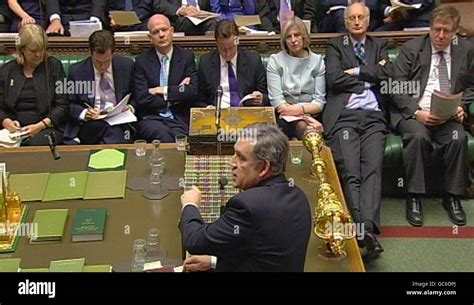 The Conservative Front Bench Listen To Prime Minister Gordon Brown Speaking During Prime