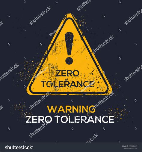 Warning Sign Zero Tolerance Vector Illustration Stock Vector (Royalty ...