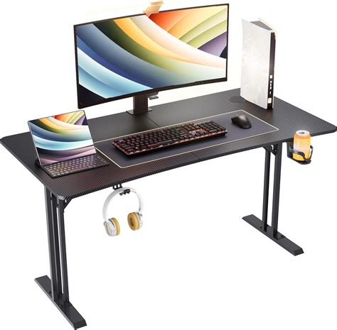 HLFURNIEU Escritorio Gamer Computadora Ergonómica 160x70cm Gaming