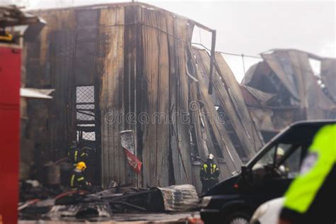 Massive Large Blaze Fire In The City Blazing Warehouse Factory