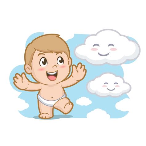 Premium Vector Baby And Clouds