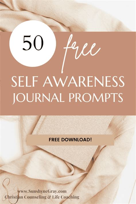 Free Worksheet For Self Awareness 50 Prompts Christian Counseling