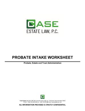 Fillable Online Probate Planning Worksheet Fax Email Print Pdffiller