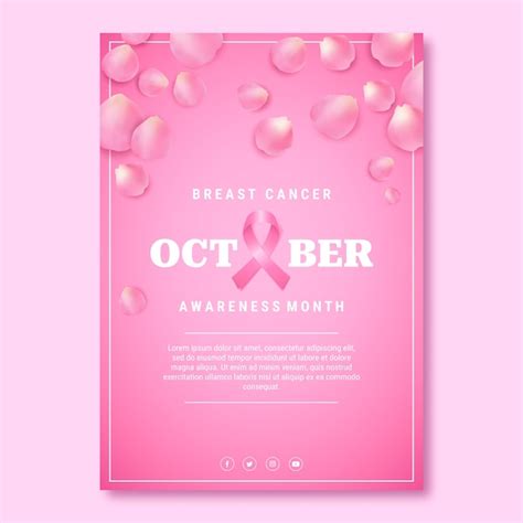 Free Vector Realistic Breast Cancer Awareness Month Vertical Flyer