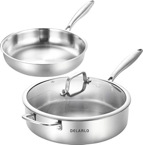 Amazon DELARLO Whole Body Tri Ply Stainless Steel Frying Pan And