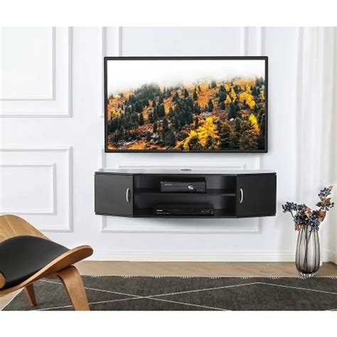 FITUEYES Floating TV Stands Wall Mounted Media Console With Doors Desk