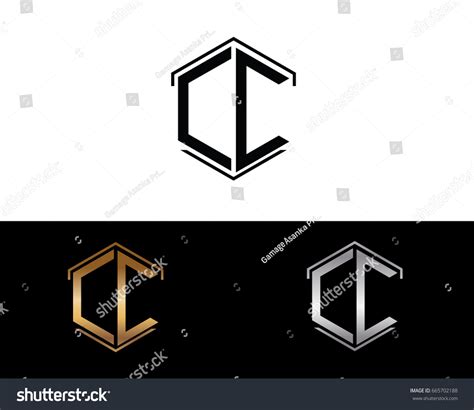 Cc Letters Linked Hexagon Shape Logo Stock Vector Royalty Free