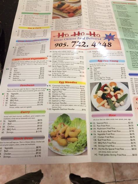 Menu at Ho-Ho-Ho Chinese Food restaurant, Georgina