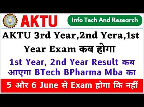 Aktu Result Kab Aayega Aktu Rd Year Exam Date Aktu Even Sem