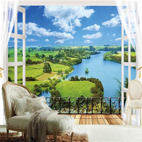 Custom Mural Nature Landscape Window 3d Wallpaper Bvm Home