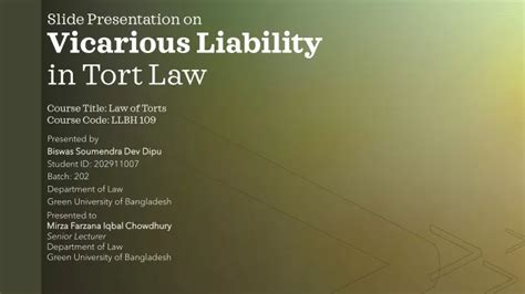 Ppt Slide Presentation On Vicarious Liability In Law Of Tort