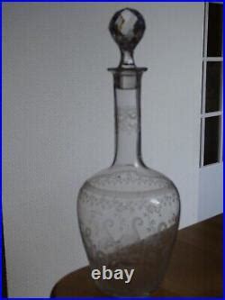 Ancienne Carafe A Vin En Cristal St Louis Gravure Liberty Art Nouveau