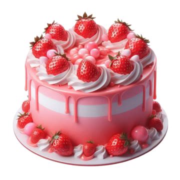 Elegant Strawberry Cake With Pink Drip Frosting And Whipped Cream