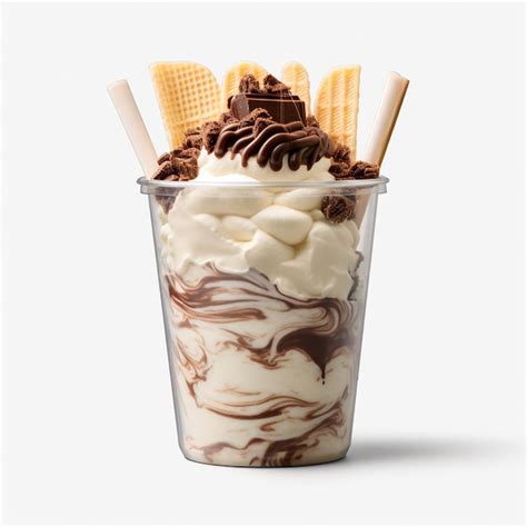 Delicious Vanilla And Chocolate Ice Cream In Cup Ai Generated Image