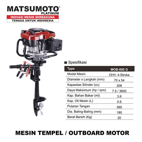 Matsumoto Mob G Mesin Tempel Outboard Motor Toko Toss