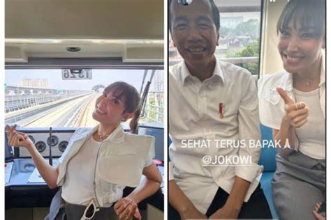 Ayu Dewi Ikut Uji Coba LRT Bareng Presiden Jokowi