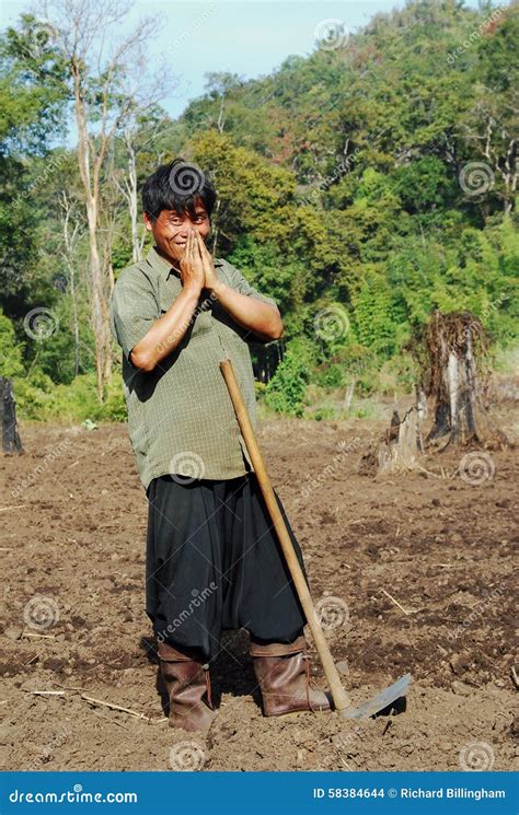 Farm Worker Near Red Lahu Tribal Village Thailand Editorial Stock