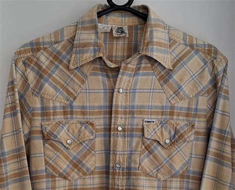 Vintage Men S Kennington Calif USA Check Western Cotton Shirt 41 104cm