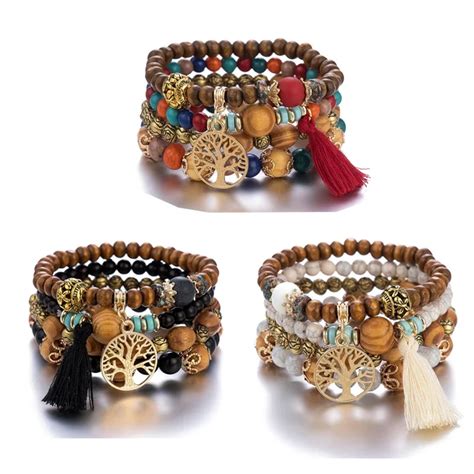 4 Stuks Bohemen Boom Van Het Leven Charme Kralen Armband Set Voor