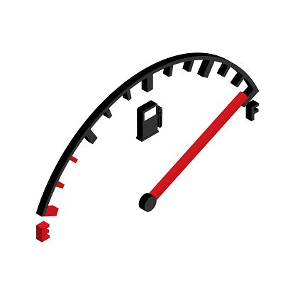 Fuel Isometric Car Indicator Icon Gauge Petrol Automobile Meter Symbol Control Sign Vector ...