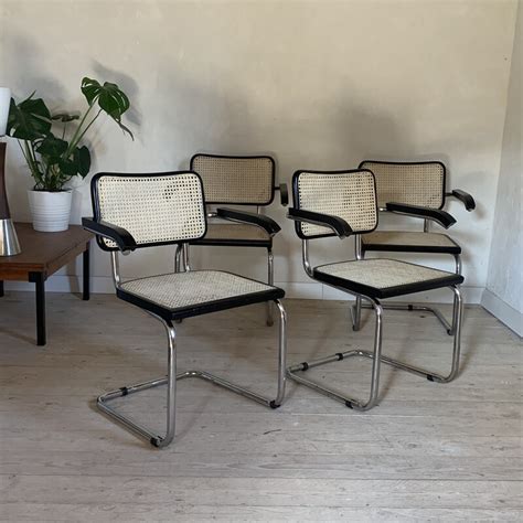 Vintage St Hle B Aus Stahlrohr Und Rattan Von Marcel Breuer