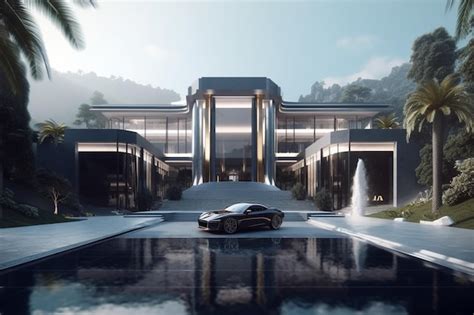 Premium Photo A Luxury Villa With A Car Parked In Front Of It