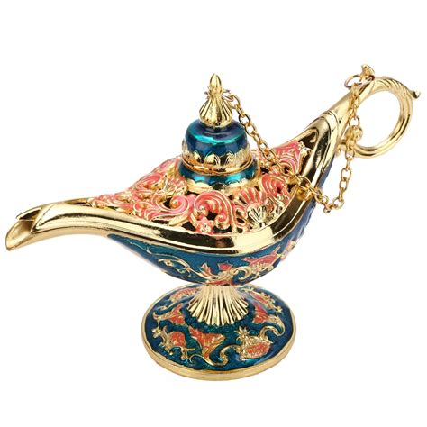 Zinc Alloy Metal Genie Oil Lamp Aladdin Magic Lamp Retro Censer Wishing Tea Pot Home Ornaments