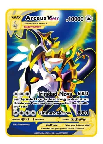 Card Metal Dourada Arceus Vmax Colecionador Pokémon MercadoLivre