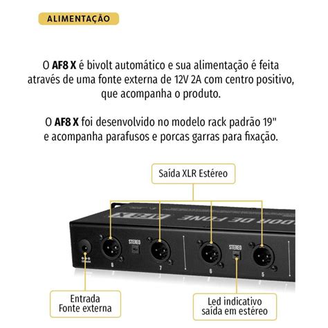 Amplificador Para 8 Fones De Ouvido Santo Angelo AF8x