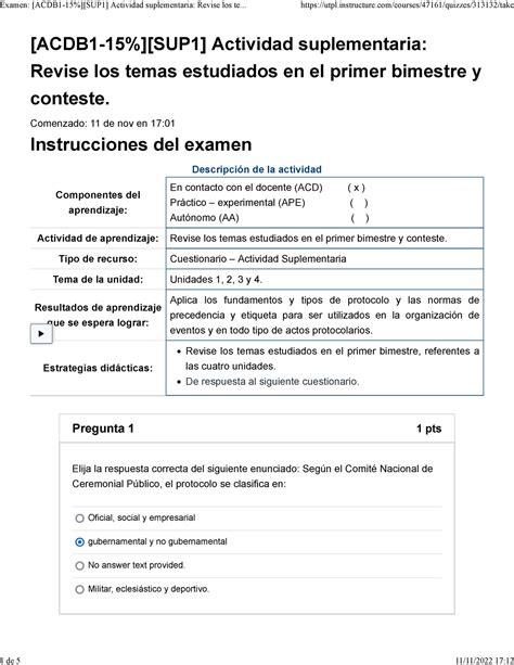 Examen Acdb Sup Actividad Suplementaria Revise Los Temas