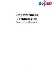 ETECH MODULE Q1 W4 Docx Empowerment Technologies Quarter 1 Module 4