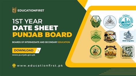 2nd Year Date Sheet 2024 All Punjab Board By Educationfirst Pk Medium