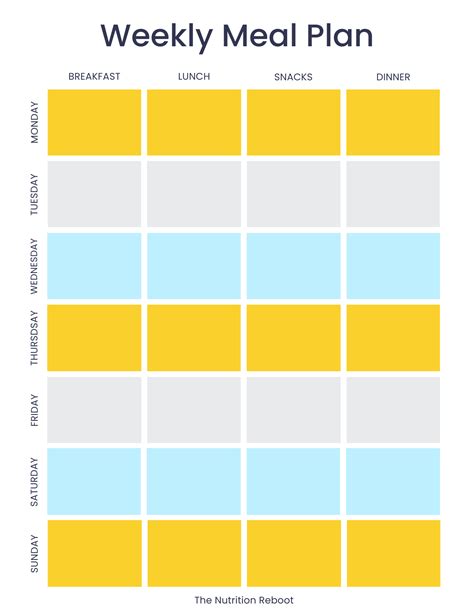 Weekly Meal Plan Template — Dietitian Hannah