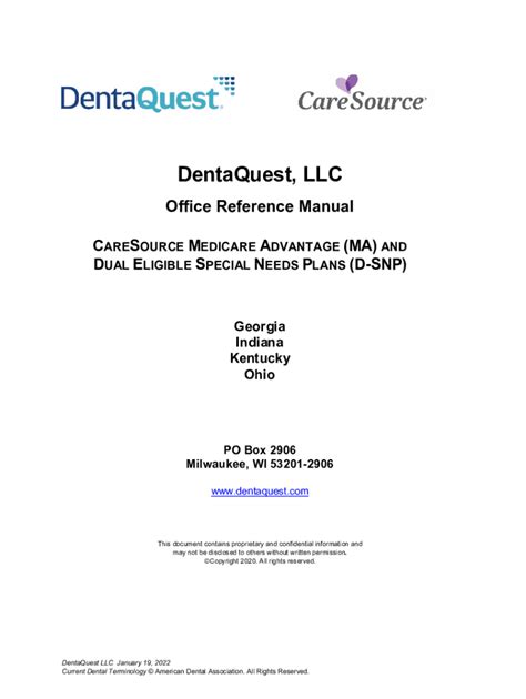 Fillable Online DentaQuest LLC Office Reference Manual Fax Email