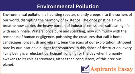 Paragraph On Environmental Pollution In English Words