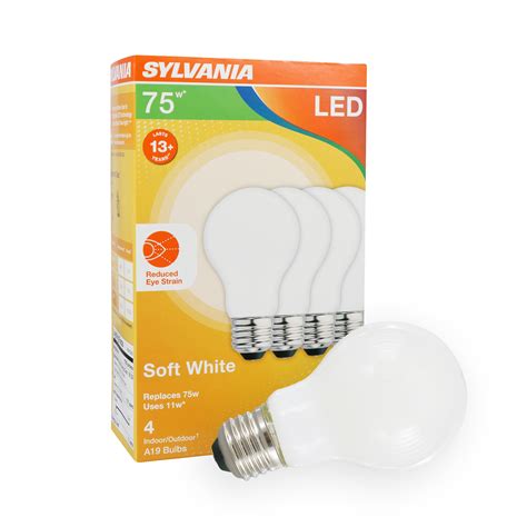 Sylvania Led Reduced Eye Strain Light Bulb A19 11w Dimmable Frosted 2700k Soft White 4