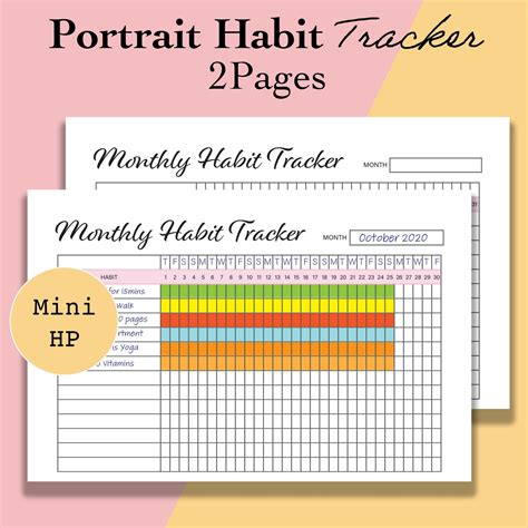 Mini Happy Planner Habit Tracker Printable Daily And Monthly Habit