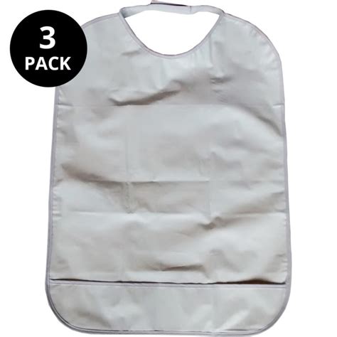 3x Adult Bibs Multi Pack White Adult Plastic Bibs