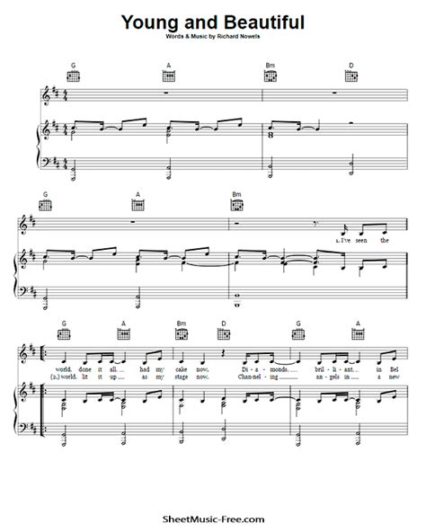 Young And Beautiful Sheet Music Lana Del Rey - ♪ SHEETMUSIC-FREE.COM