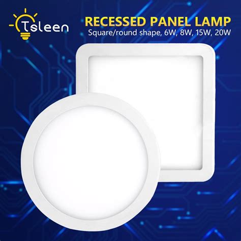 Buy 6W 8W 15W 20W LED Recessed Panel Light Ultra Slim Ceiling Lamp