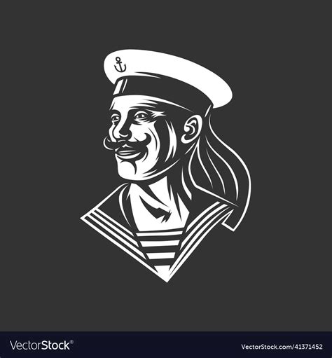 Seaman black and white Royalty Free Vector Image