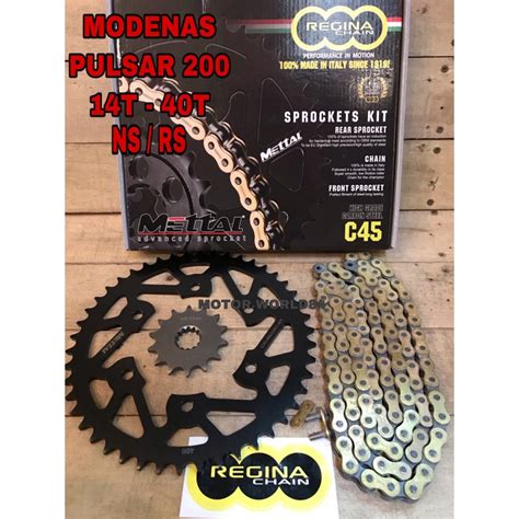 Sprocket Modenas Pulsar 200 Ns 200 Rs 200 Ns200 Rs200 Full Set Sprocket Kit Front Rear Regina